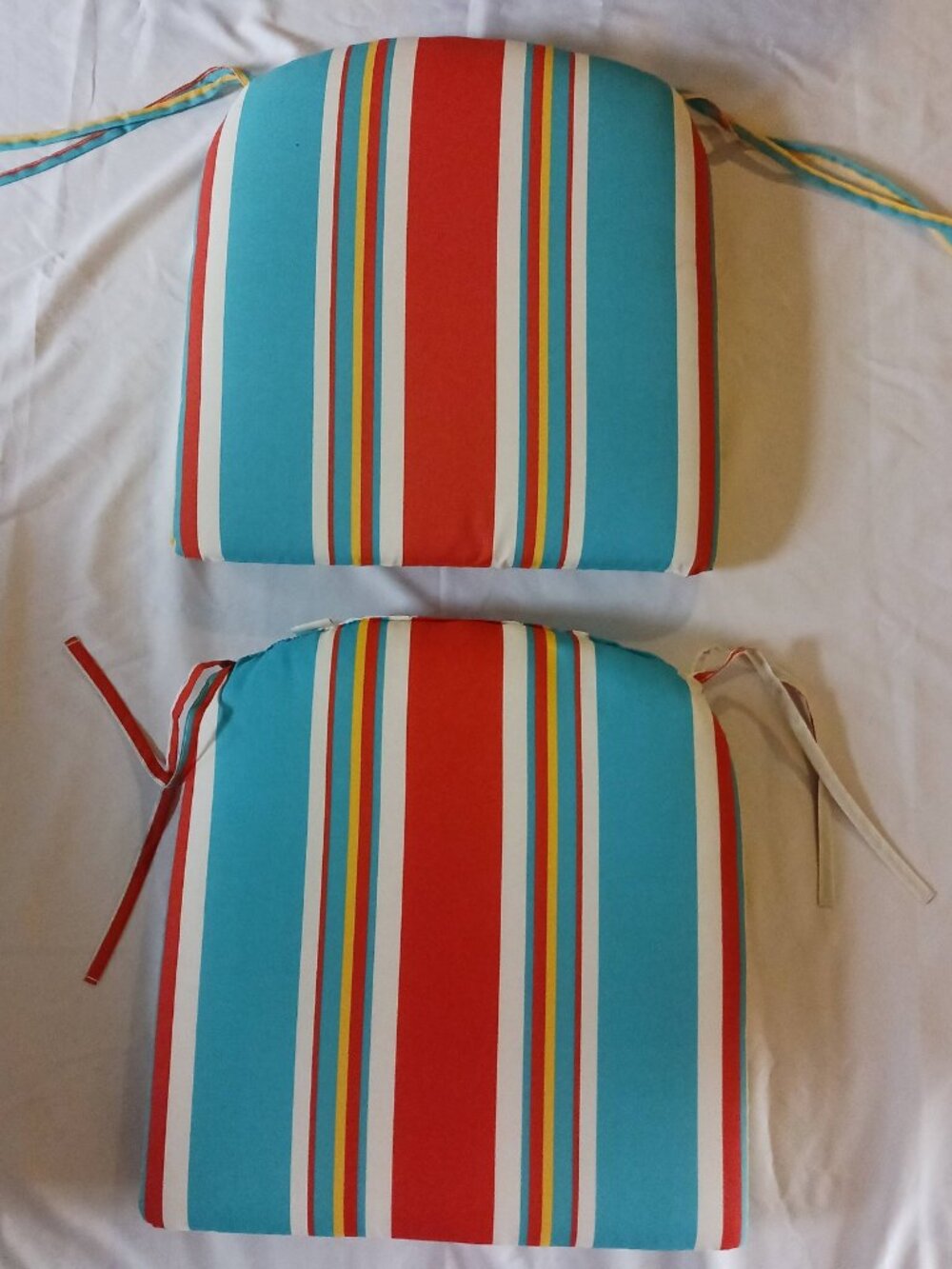 Lot of 2 Vintage Pier One Striped Outdoor Chair Pads W/Ties